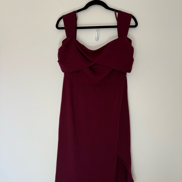 ASOS Yaura Thigh Split Maroon Evening Maxi Dress Gown Size 8 - Picture 4 of 11